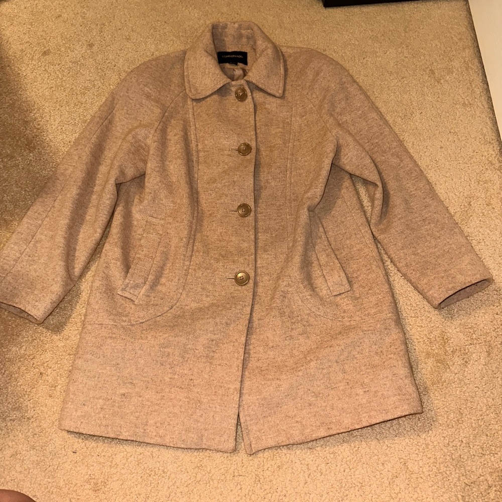 Peacoat London Fog Women’s 8 Petite Tan Button Trench Wool Beige